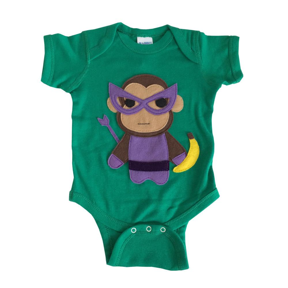 Superhjälte klrtärmad body - apa med banan